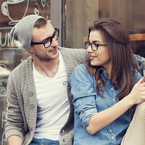 young couple wearing eye glasses